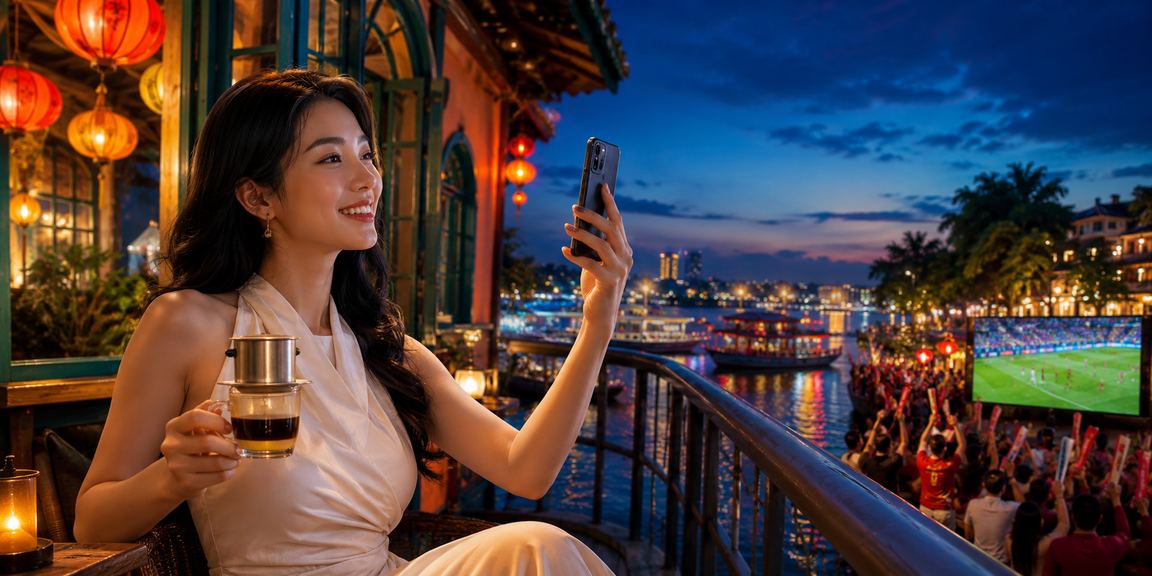 Người dùng Hà Nội trải nghiệm cá cược thể thao qua điện thoại bên ly cà phê